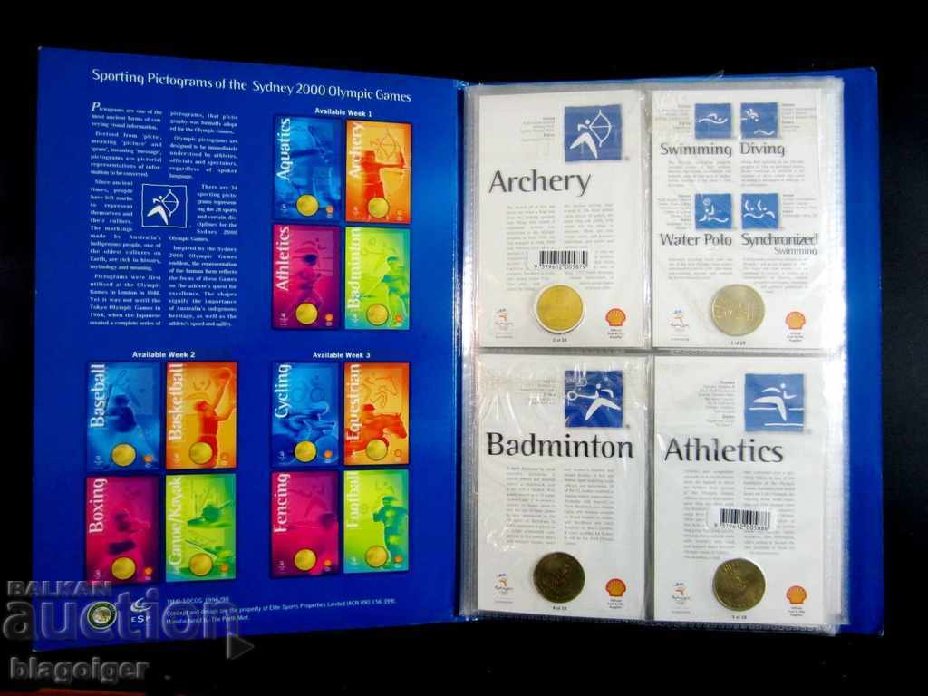 ALBUM-COLECȚIE-OLYMPIAD SYDNEY 2000-34buc JETONE PICTOGRAME - 7