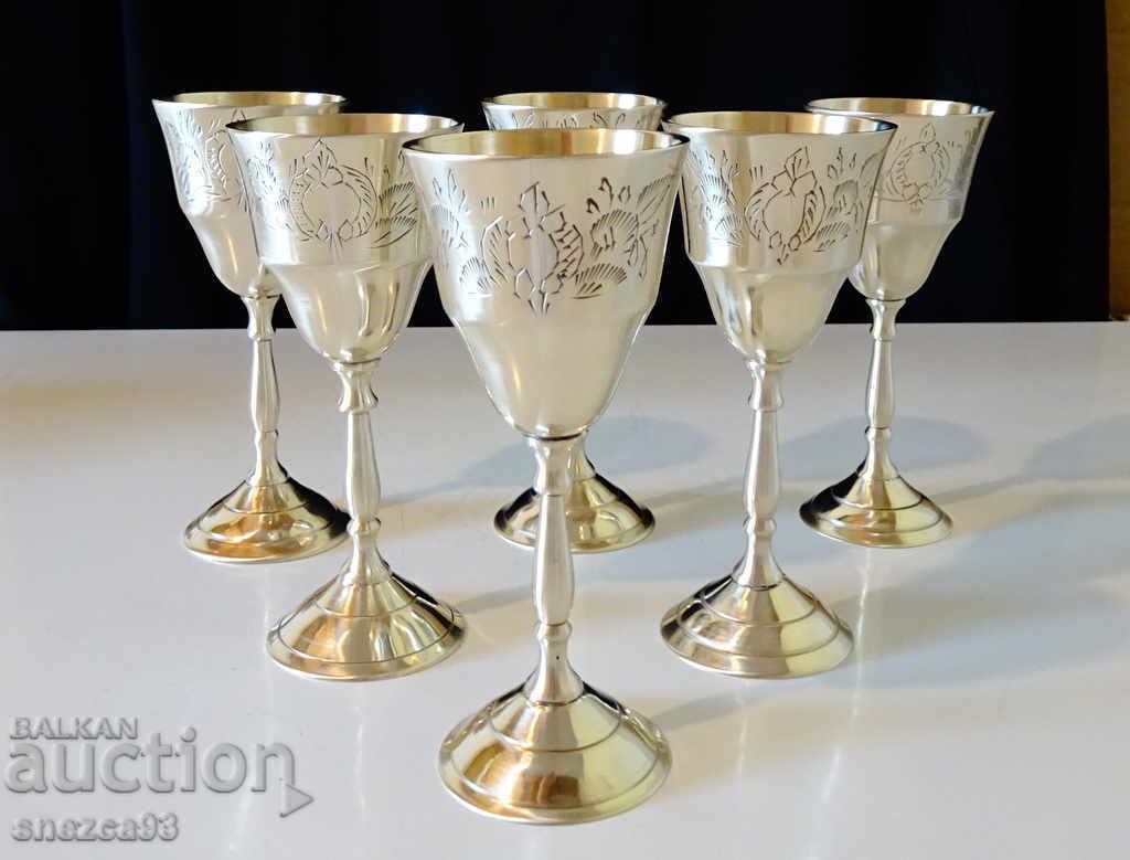 Bronze rakia cups, engraved, baroque Bronze rakia cups, engraved, baroque
