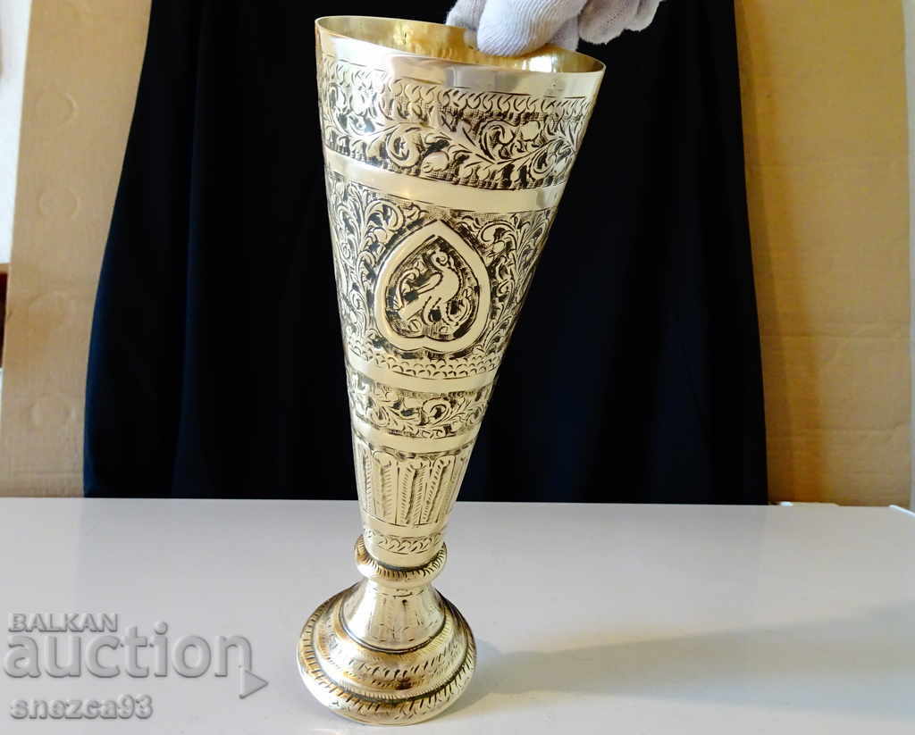 Delivery of Ancient Indian Bronze Goblet Elephant, Peacock