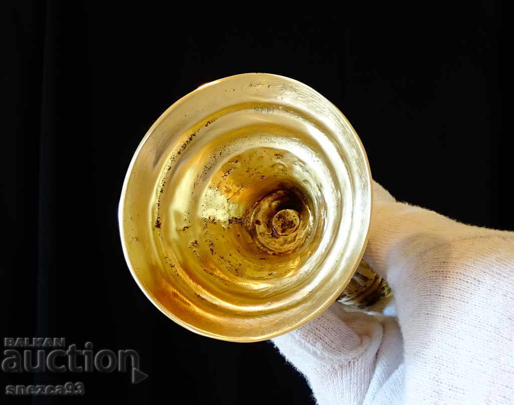 Ancient Indian Bronze Goblet Elephant, Peacock - 7