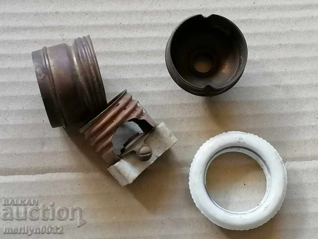 Παλιό πορσελάνινο φωτιστικό φανάρι πολυέλαιος αμπαζούρ 1920 - 5