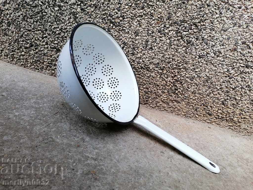 Old enamelled colander, enamelled vessel, Bulgaria - 5