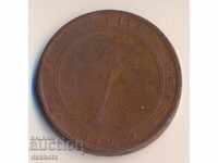 Остров Цейлон 5 цента 1870 год., 18,5гр.,голяма медна монета