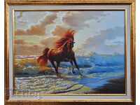 Horse on the seashore, painting