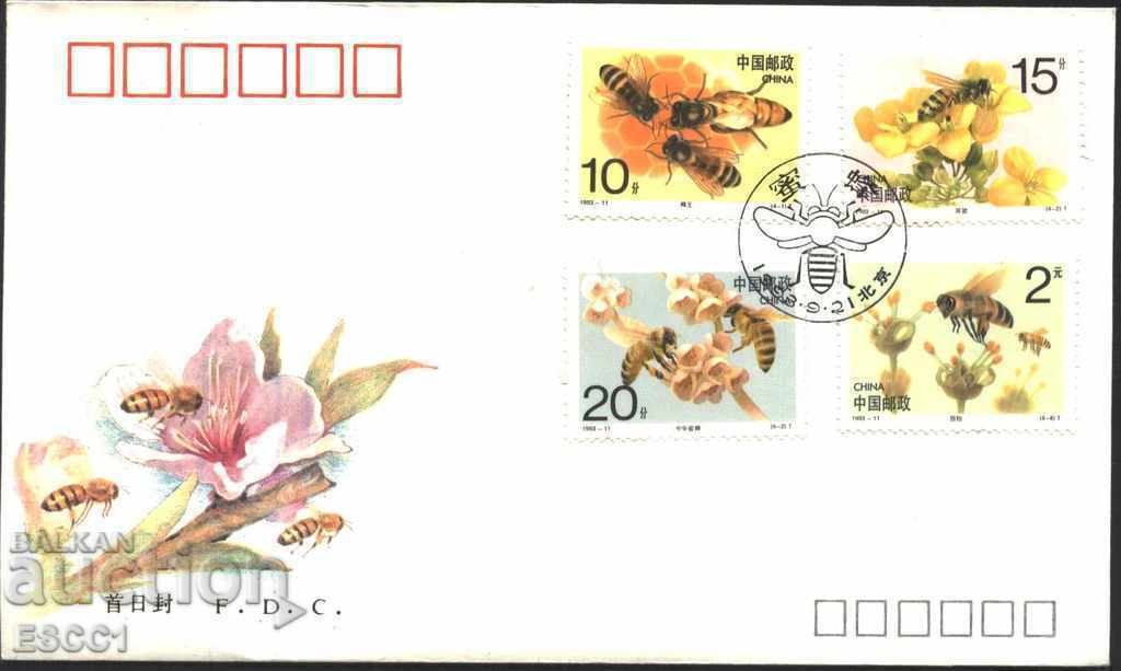 Primul plic Fauna Bees 1993 din China
