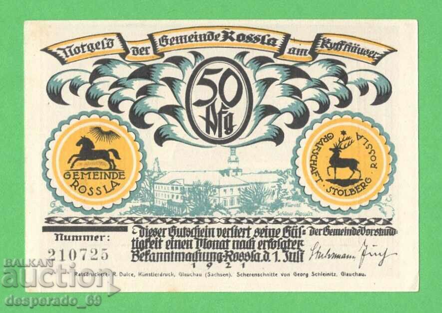 (¯`'•.¸NOTGELD (city Rossla) 1921 UNC -50 pfennig¸.•'´¯) with price 2.70 BGN | € 1.38 (¯`'•.¸NOTGELD (city Rossla) 1921 UNC -50 pfennig¸.•'´¯) with price 2.70 BGN | € 1.38