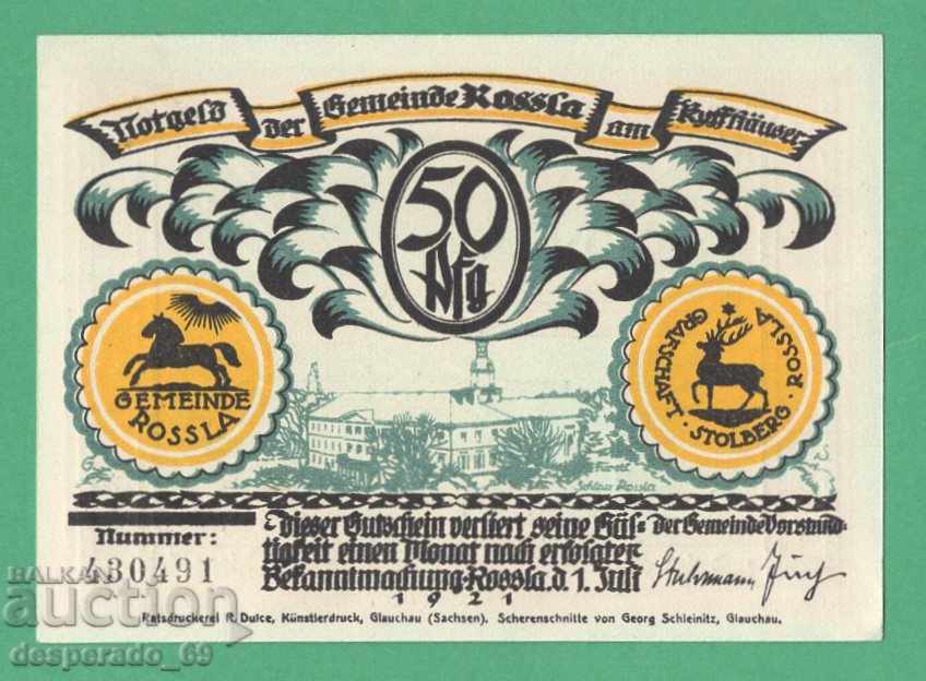 (¯` '• .¸NOTGELD (gr. Rossla) 1921 UNC -50 pfennig¸. •' ´¯) with price 2.70 BGN | € 1.38 (¯` '• .¸NOTGELD (gr. Rossla) 1921 UNC -50 pfennig¸. •' ´¯) with price 2.70 BGN | € 1.38