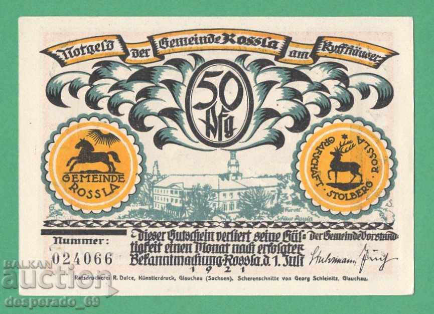 (¯` '• .¸NOTGELD (gr. Rossla) 1921 UNC -50 pfennig¸. •' ´¯) with price 2.70 BGN | € 1.38
