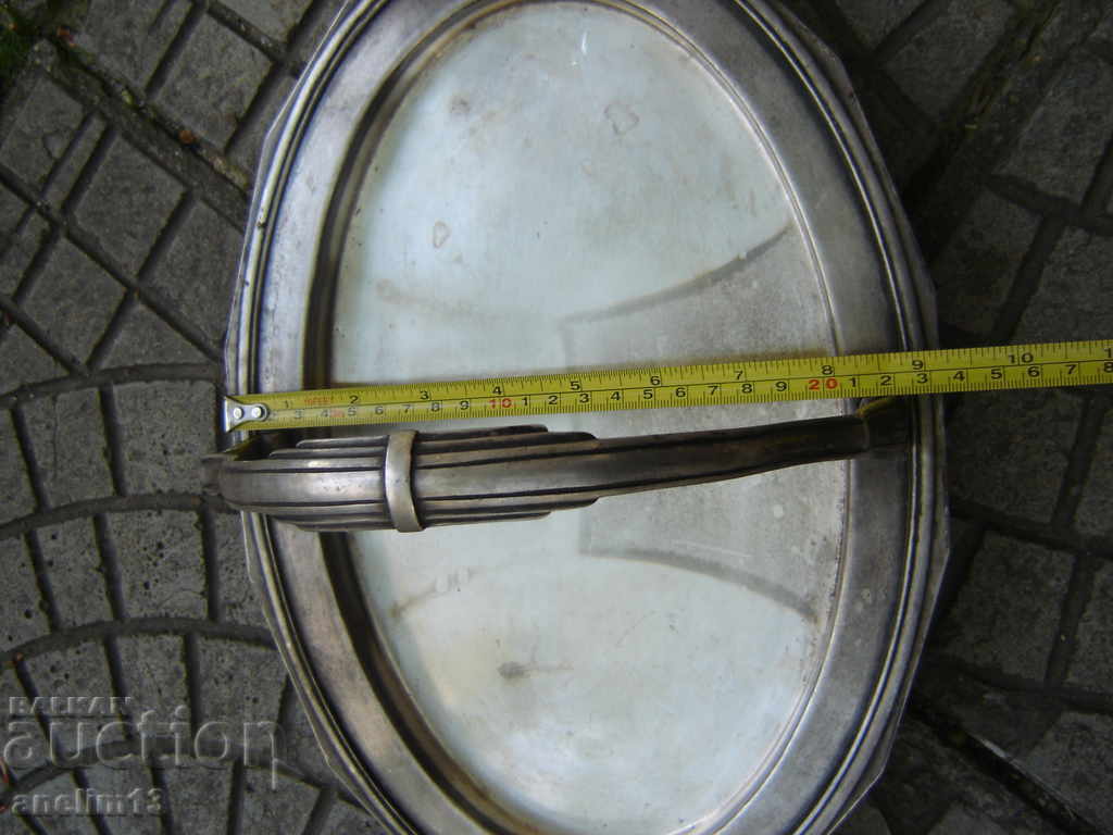 OLD THICK SILVER TRAY ART DECO - 5