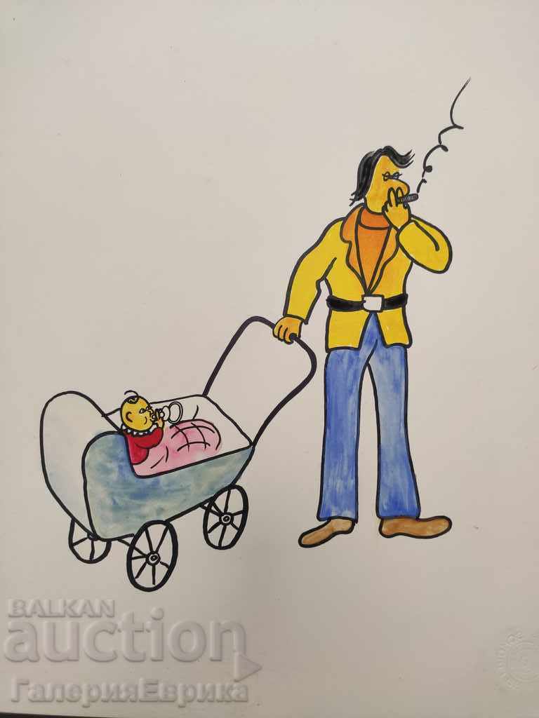 Auction Cartoon colored pencils on expensive paper with print Auction Cartoon colored pencils on expensive paper with print