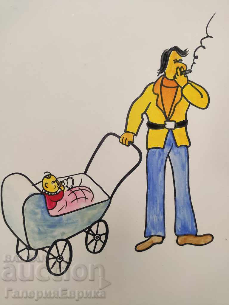 Delivery of Cartoon colored pencils on expensive paper with print Delivery of Cartoon colored pencils on expensive paper with print