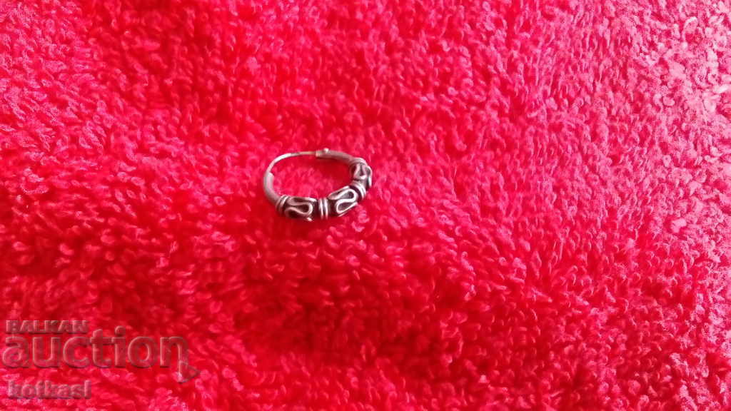 Old silver single earring - 5