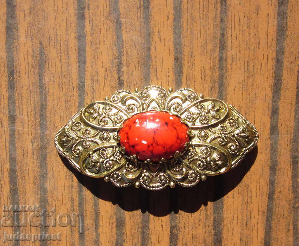 antique old gilded brooch women's jewelry