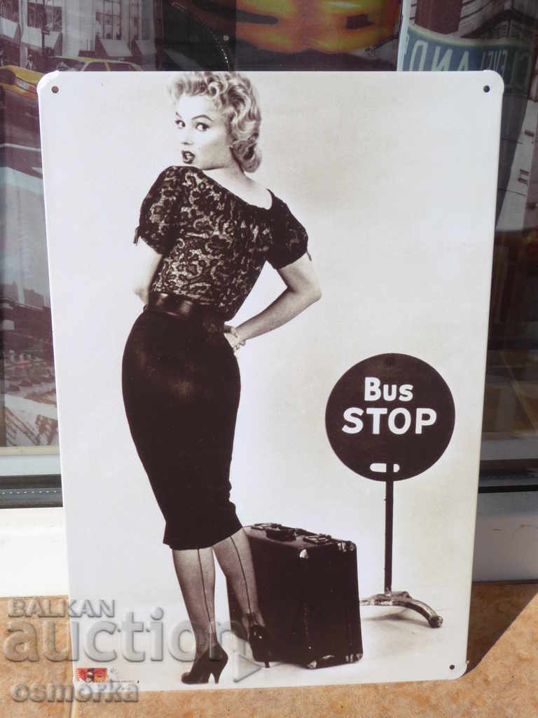 Placă metalică film Marilyn Monroe valiză sex simbol stop