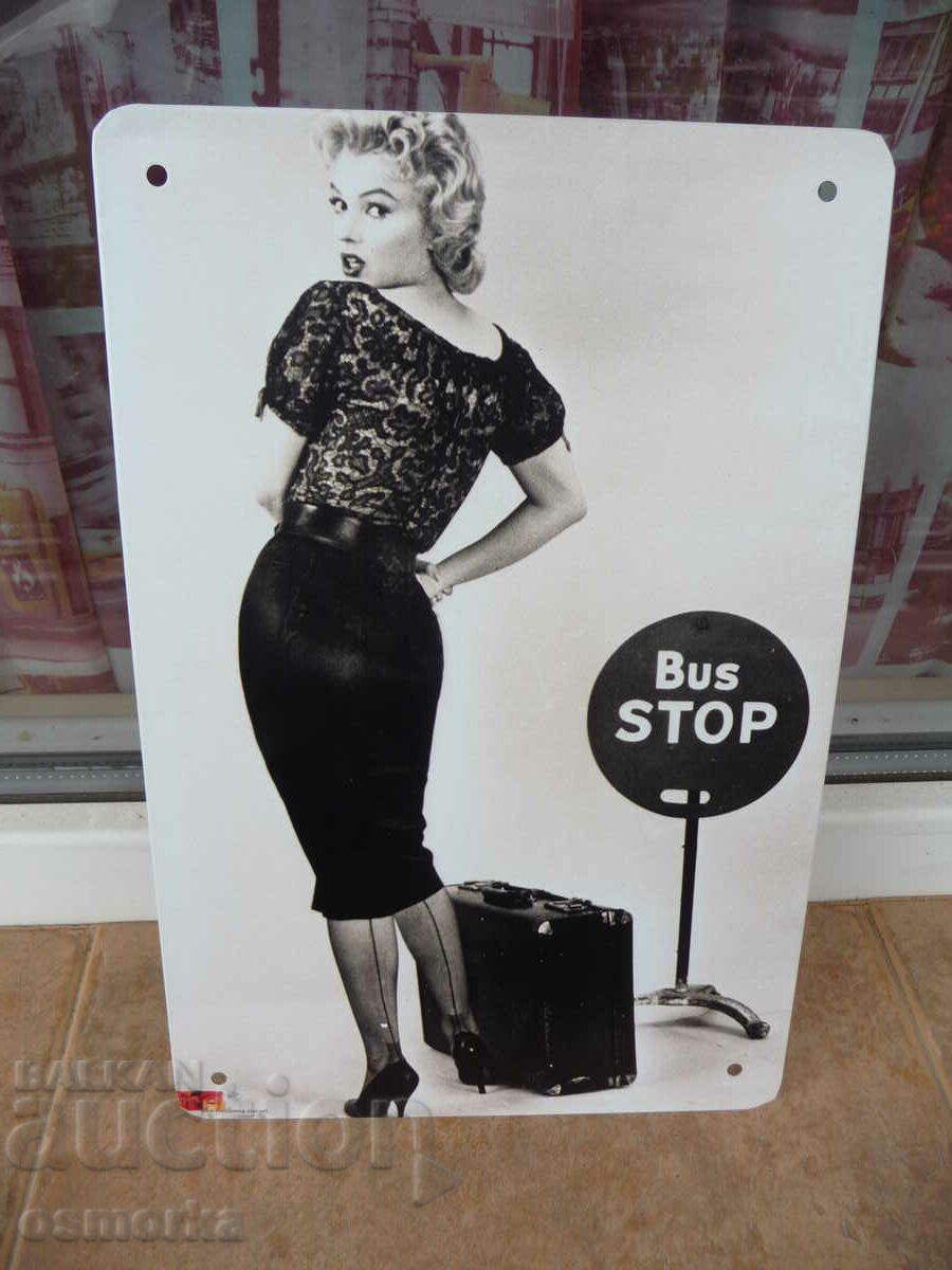 Metal sign movie Marilyn Monroe suitcase sex symbol stop