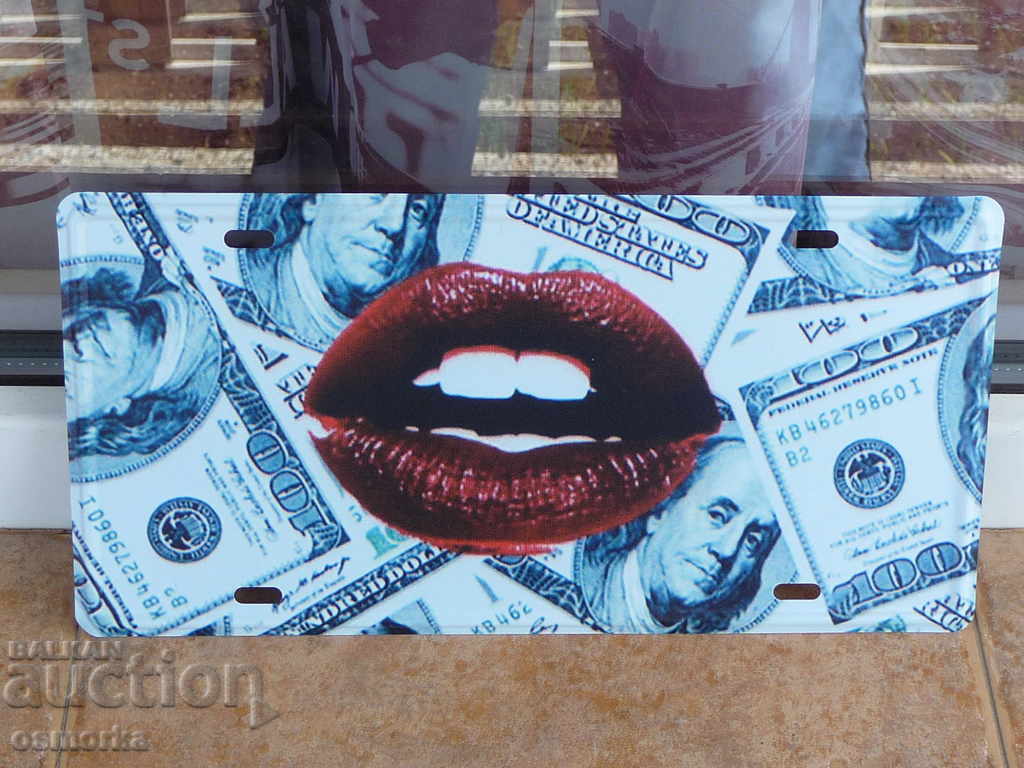 Μεταλλική πλάκα αριθμός στόμα erotica αμερικανικά δολάρια 100 10