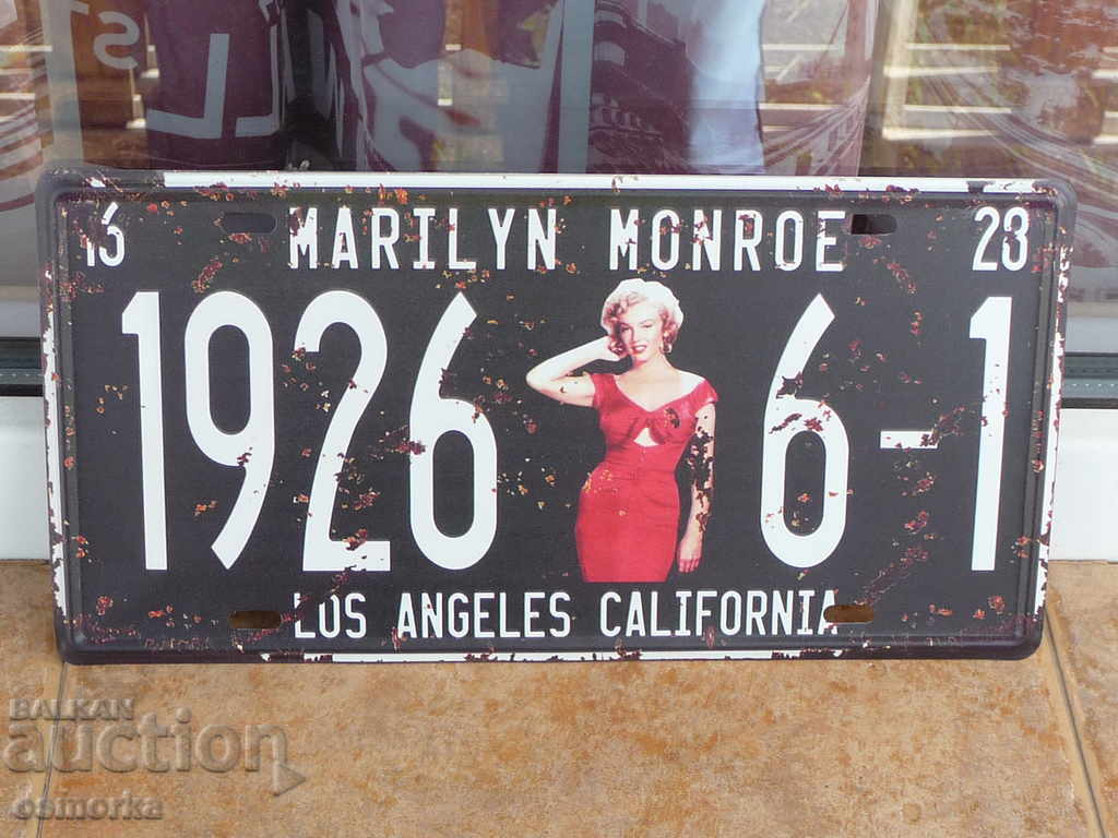 Metal plate number Marilyn Monroe Les Angeles California