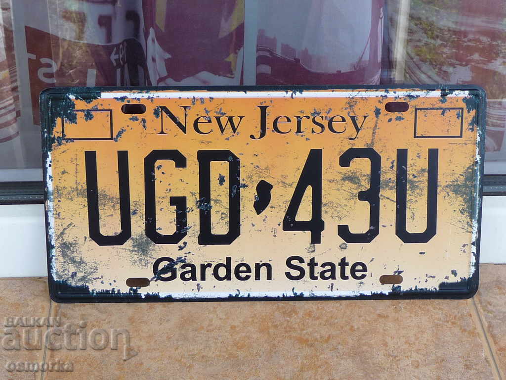 Метална табела номер кола американски щата Ню Джърси градини