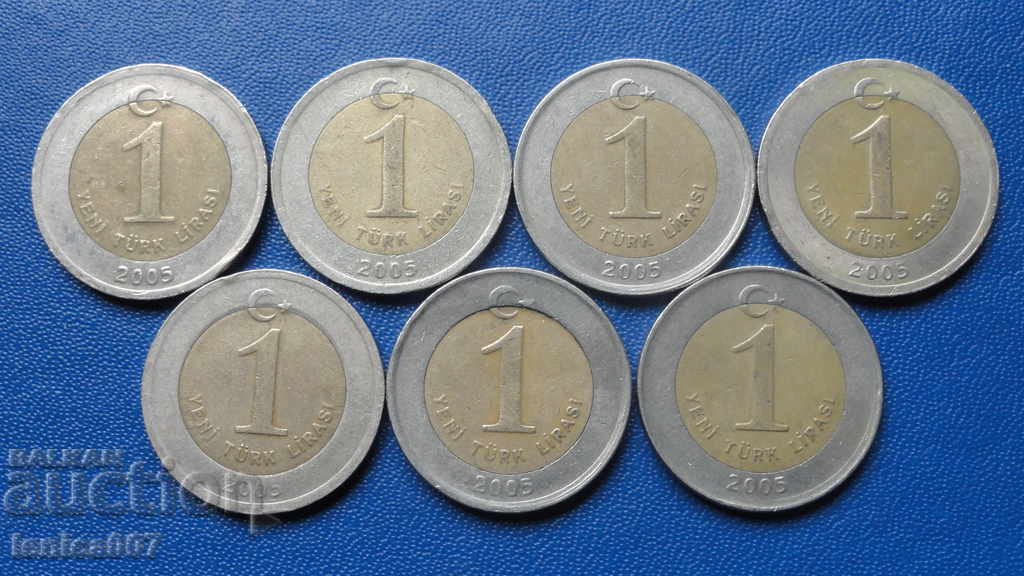 Livrarea Turcia 2005 - 1 liră (7 bucăți)