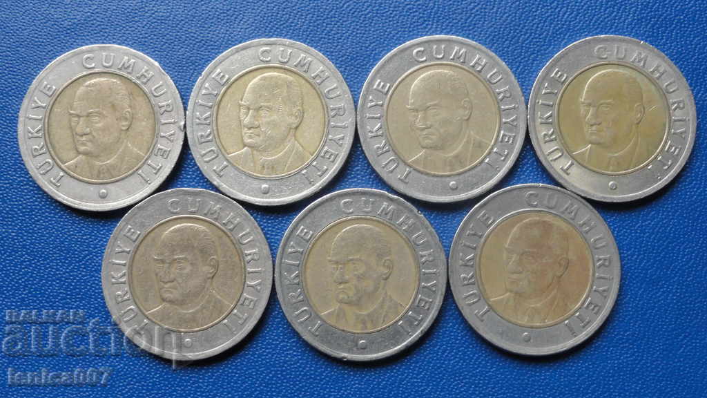 Турция 2005г. - 1  лира (7 броя) - 5