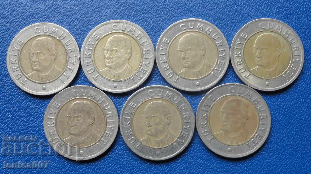 Turcia 2005 - 1 liră (7 bucăți)