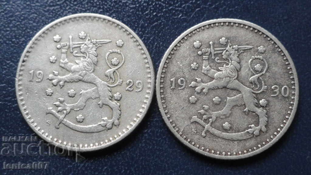 Licitație Finlanda 1929-30 - 1 Marcă (2 bucăți) Licitație Finlanda 1929-30 - 1 Marcă (2 bucăți)