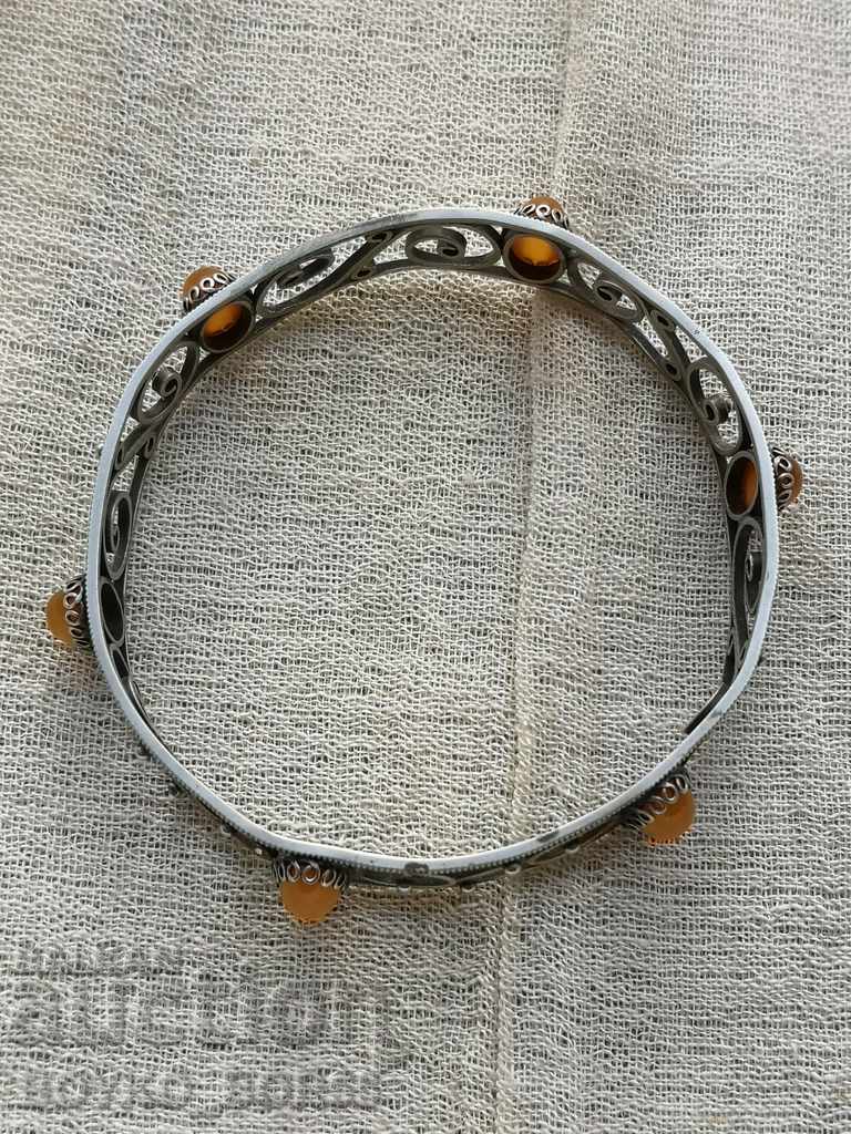Russian USSR Melchiorena Filigree Bracelet with Amber - 5 Russian USSR Melchiorena Filigree Bracelet with Amber - 5
