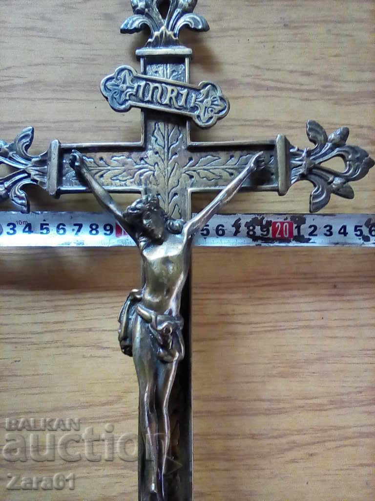 Huge old bronze cross crucifix with price 200.00 BGN | € 102.26 Huge old bronze cross crucifix with price 200.00 BGN | € 102.26
