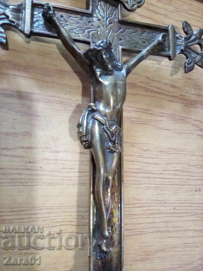 Huge old bronze cross crucifix - 7 Huge old bronze cross crucifix - 7