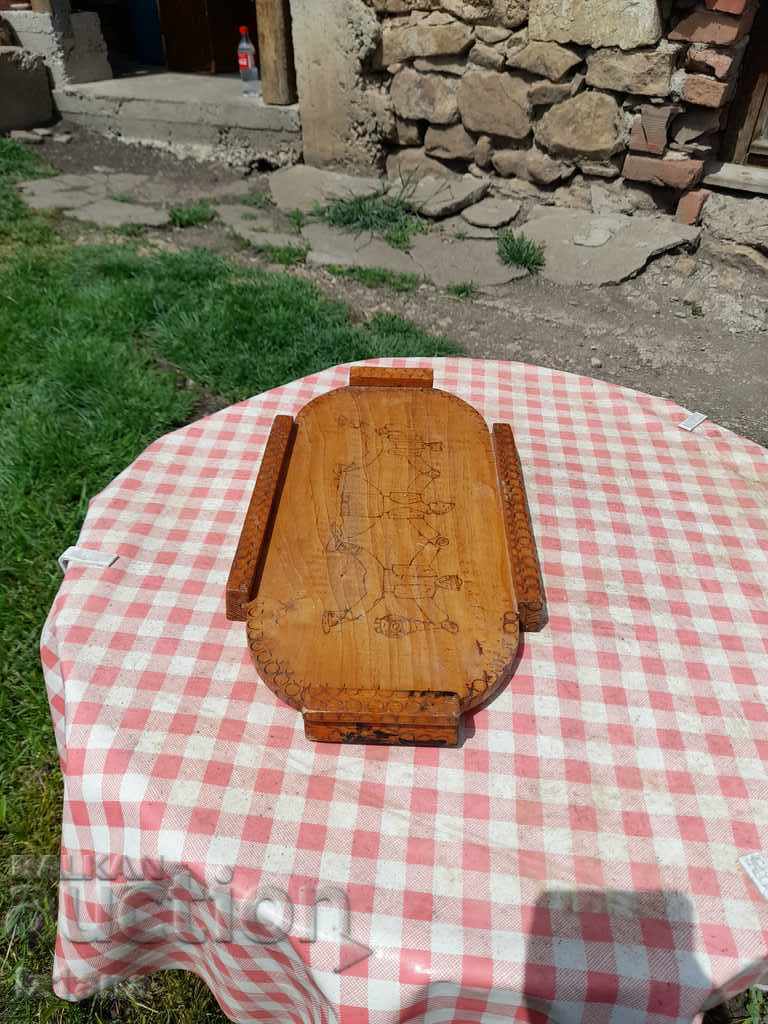 Old wooden tray with price 10.00 BGN | € 5.11 Old wooden tray with price 10.00 BGN | € 5.11
