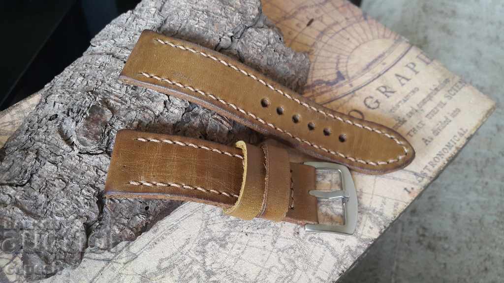 Auction Leather watch strap 24mm Genuine leather by hand 715 Auction Leather watch strap 24mm Genuine leather by hand 715