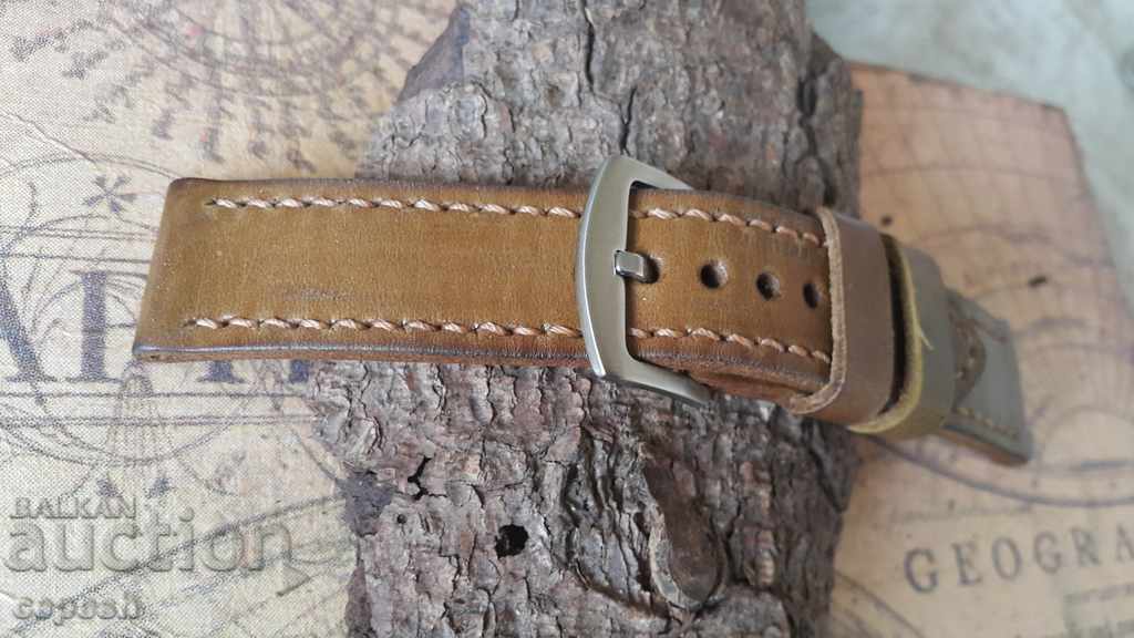 Leather watch strap 24mm Genuine leather by hand 715 - 5 Leather watch strap 24mm Genuine leather by hand 715 - 5