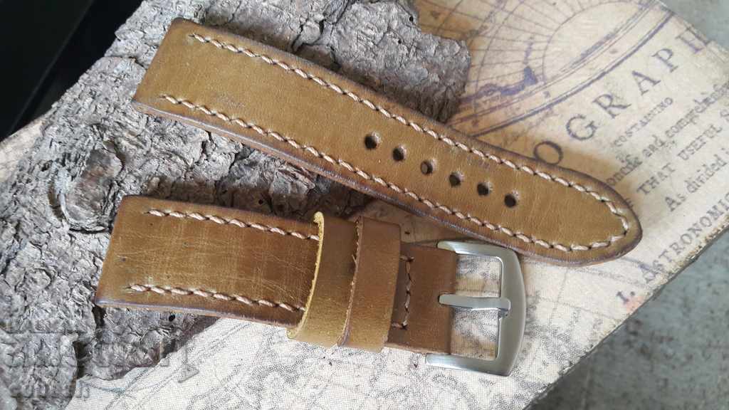 Leather watch strap 24mm Genuine leather by hand 715