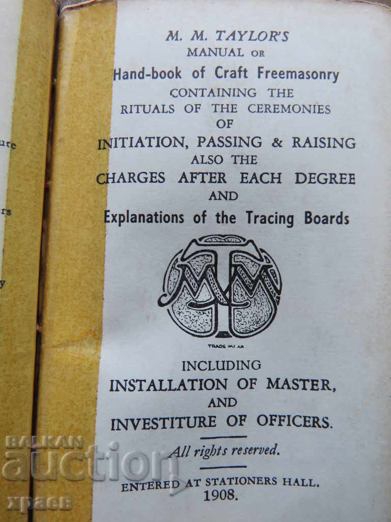 1908 - HAND-BOOK OF CRAFT FREEMASONRY - MASONERIE