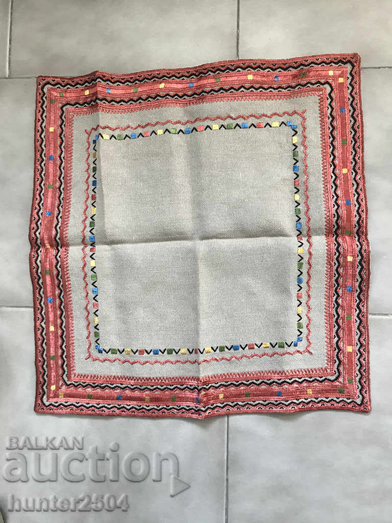 Linen tablecloth, silk threads, 41/43 cm