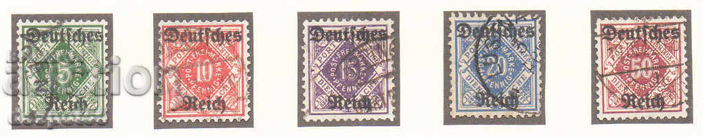 1920. Γερμανία Ράιχ. Γραμματόσημα από τη Βυρτεμβέργη με επιτύπωση.