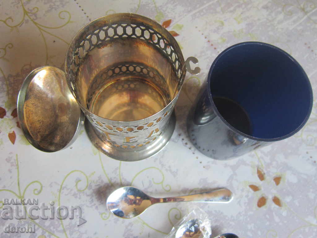Auction  Silver-plated tea set teaspoon teaspoons cup