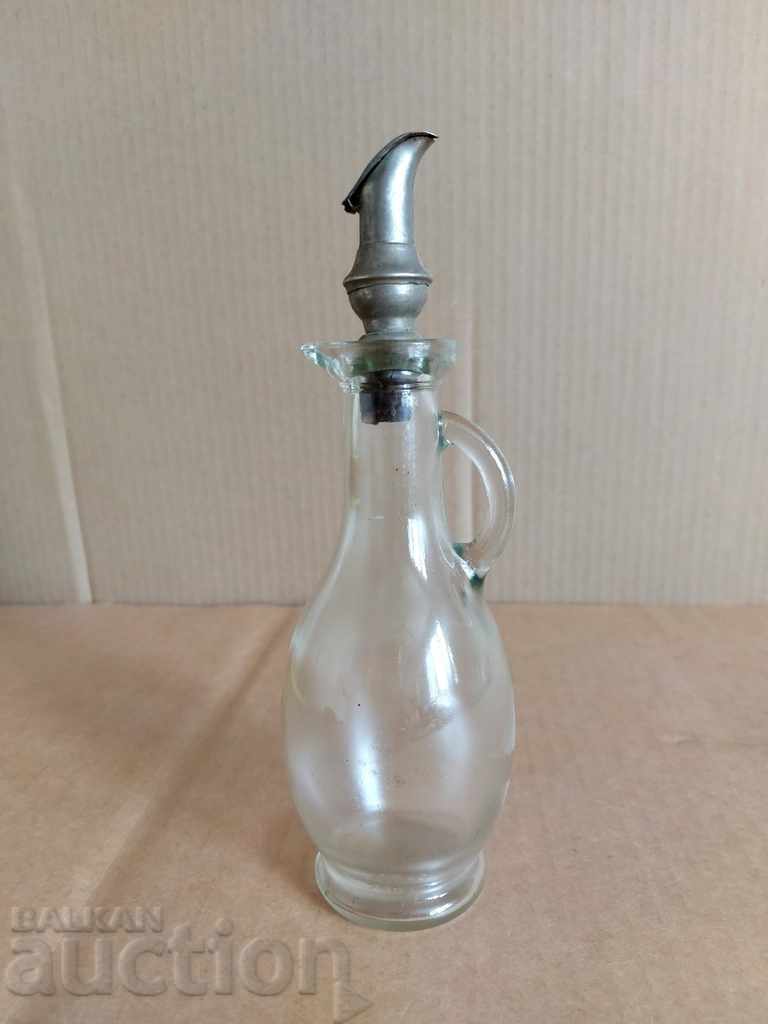 OLD GLASS OLIVERNIK VINEGAR OIL BOTTLE GARAFA with price 12.00 BGN | € 6.14 OLD GLASS OLIVERNIK VINEGAR OIL BOTTLE GARAFA with price 12.00 BGN | € 6.14