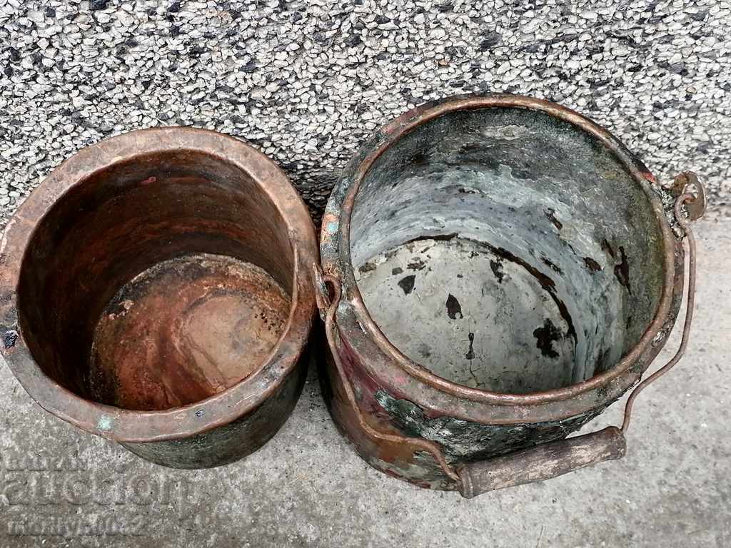 Стара бакърена котленица за туткал бакър, медник меден съд - 5