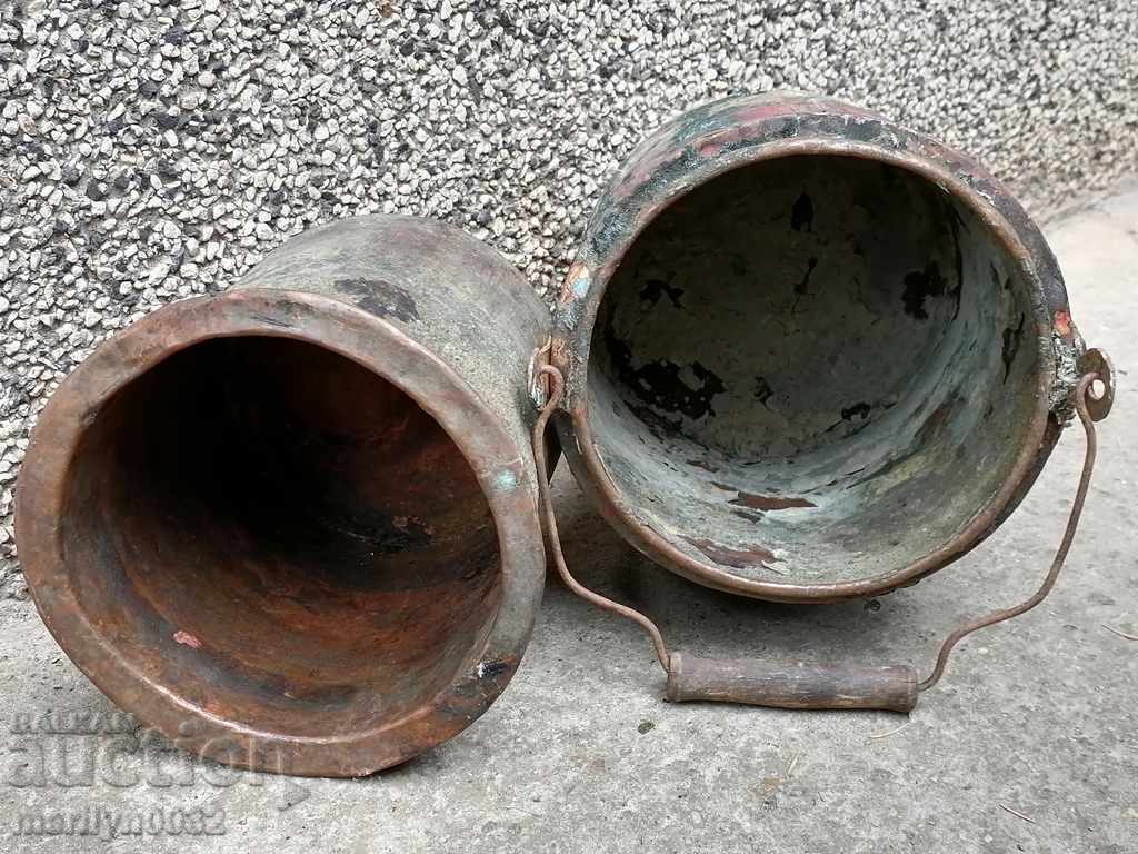 Стара бакърена котленица за туткал бакър, медник меден съд - 7