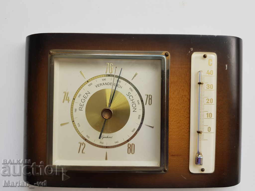 Παλαιό γερμανικό βαρόμετρο με θερμόμετρο