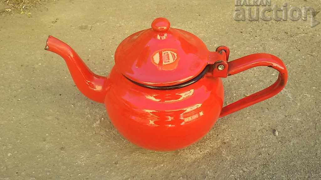 GREAT LITTLE RED enameled teapot 60s with price 31.00 BGN | € 15.85 GREAT LITTLE RED enameled teapot 60s with price 31.00 BGN | € 15.85