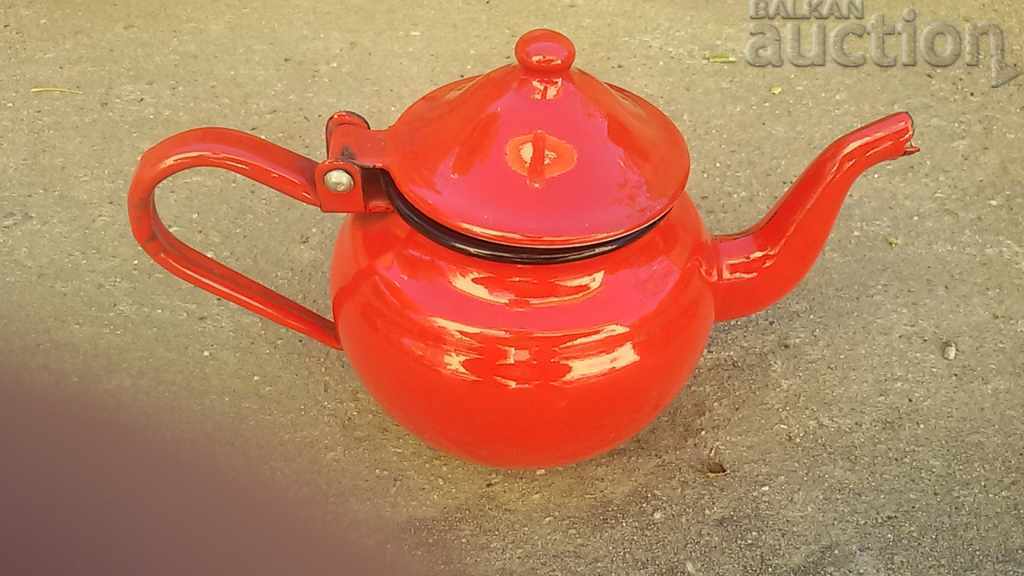 Auction GREAT LITTLE RED enameled teapot 60s Auction GREAT LITTLE RED enameled teapot 60s