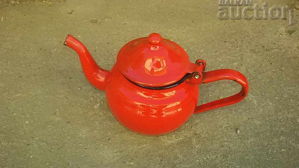 GREAT LITTLE RED enameled teapot 60s