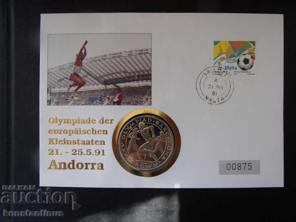 NUMISBRIEFE Andorra 1 Crown Γιβραλτάρ 1991 UNC Σπάνιες