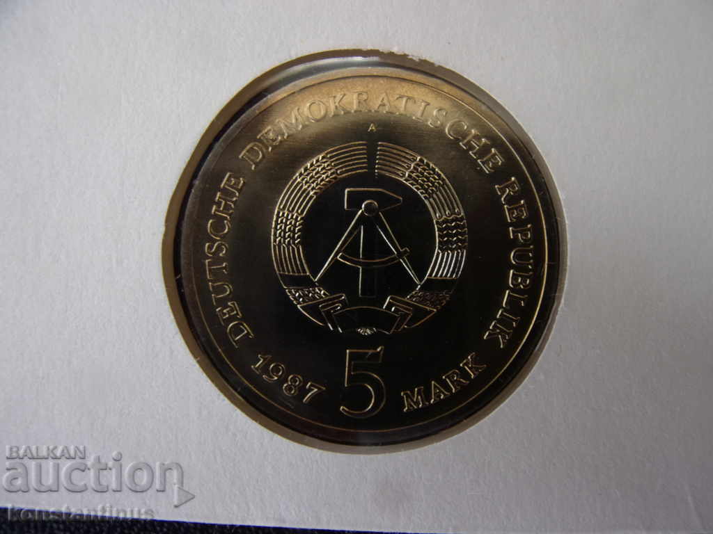 Доставка на NUMISBRIEFE   ГДР  5  Марк  1987 UNC Rare
