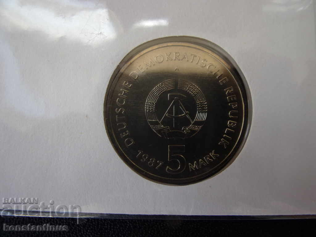 Аукцион NUMISBRIEFE   ГДР  5  Марк  1987 UNC Rare