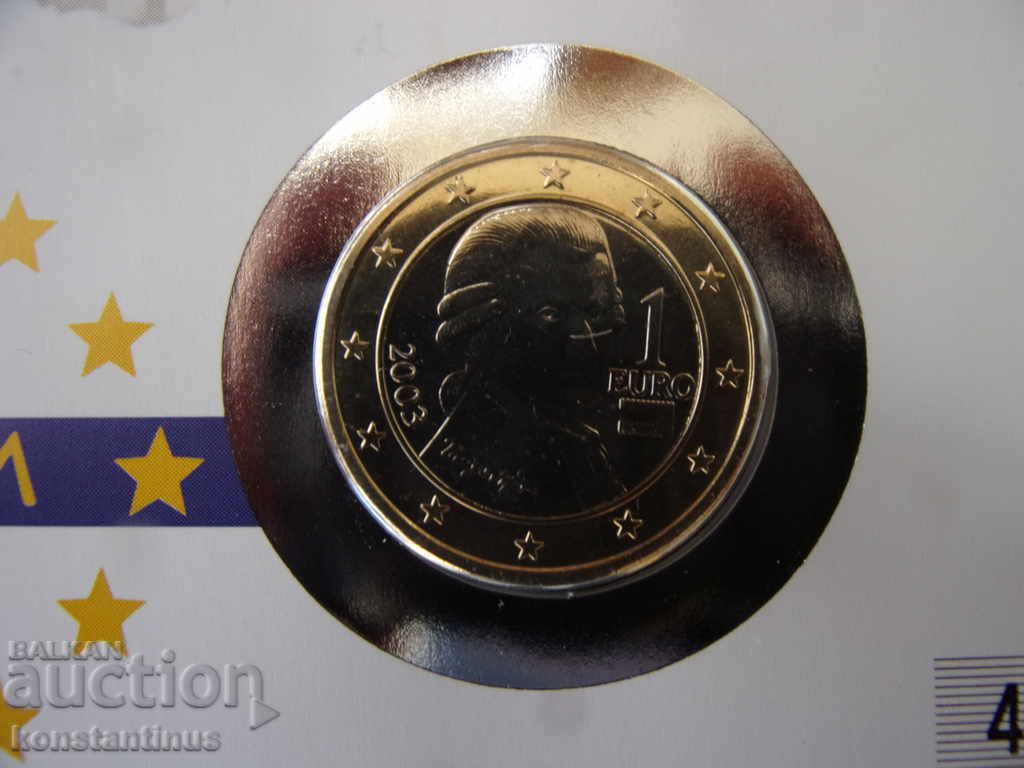 NUMISBRIEFE  Австрия  1  Евро  2003  UNC  Rare с цена € 20.45 | 40.00 лв.