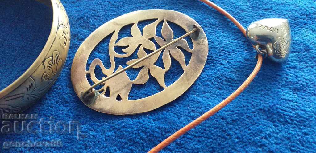 Superior engraved brooch, gold plating, 40s, bracelet and necklace - 6 Superior engraved brooch, gold plating, 40s, bracelet and necklace - 6