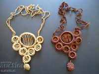 Old necklaces, hand-knitted